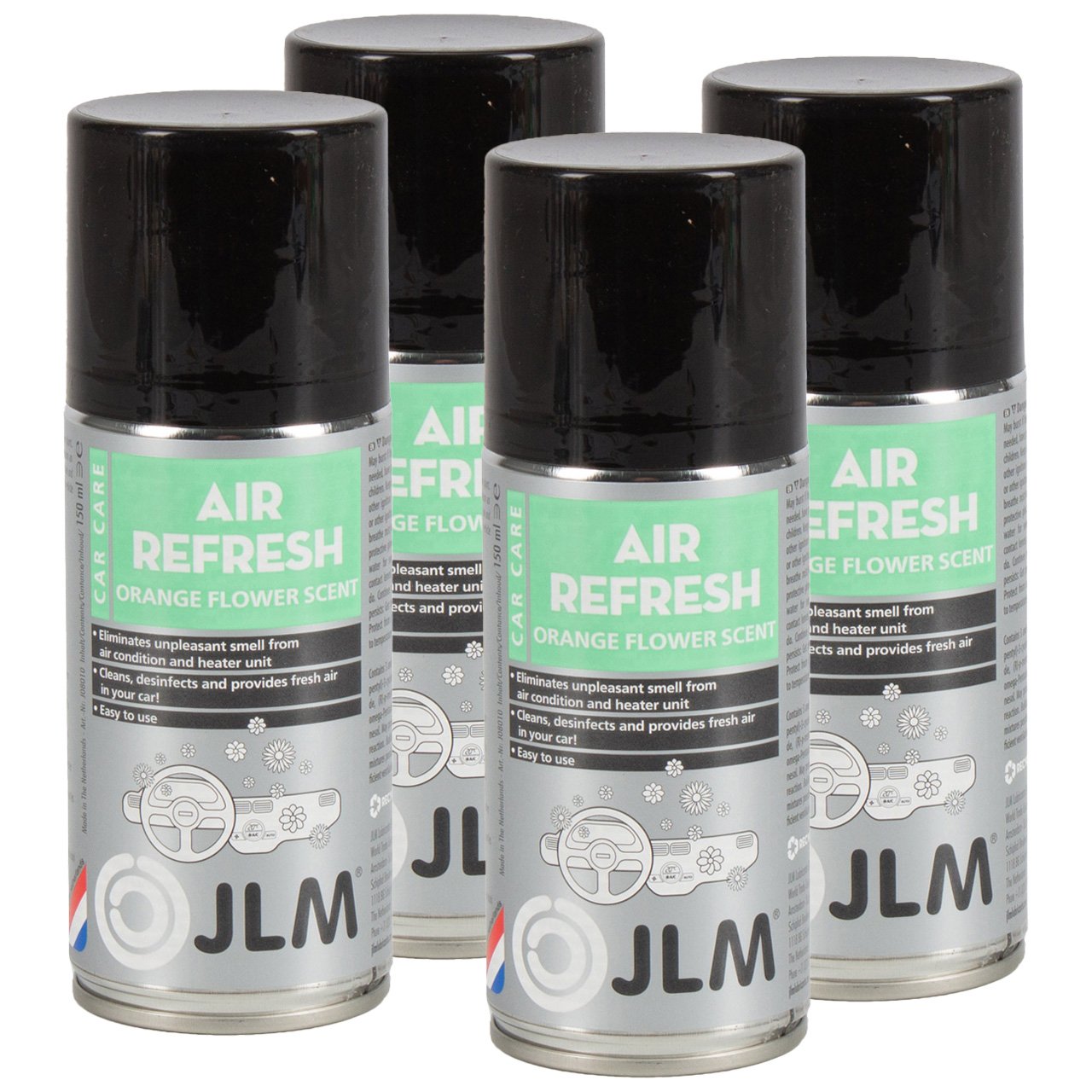 4x 150ml JLM J08010 Air Refresh Orange Flower Klimareiniger Klimaanlagenreiniger Reiniger