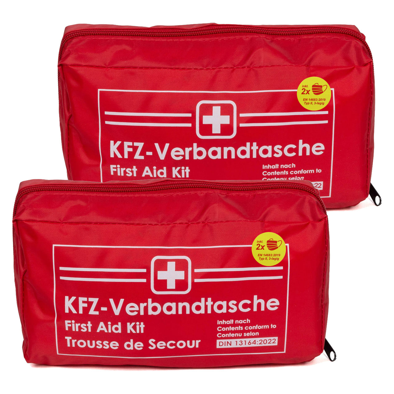 2x AUTO PKW Verbandtasche Verbandkasten Erste-Hilfe DIN13164-2022 (MHD 08.2028)