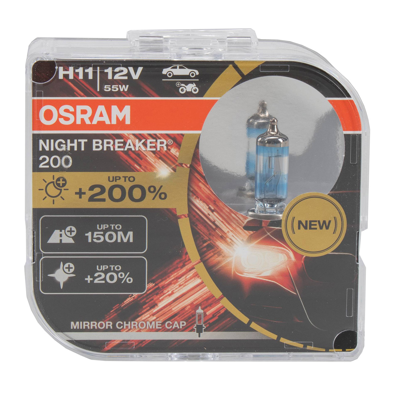 10x OSRAM 64193NB200 Glühlampe H4 NIGHT BREAKER 200 12V 60/55W P43t +200% 