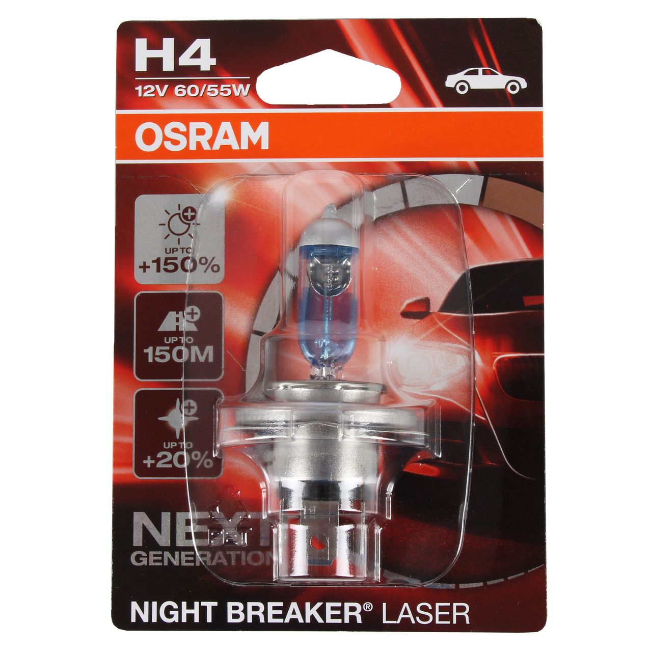 OSRAM Glühlampe H4 NIGHT BREAKER LASER 12V 60/55W P43t next Generation +150%