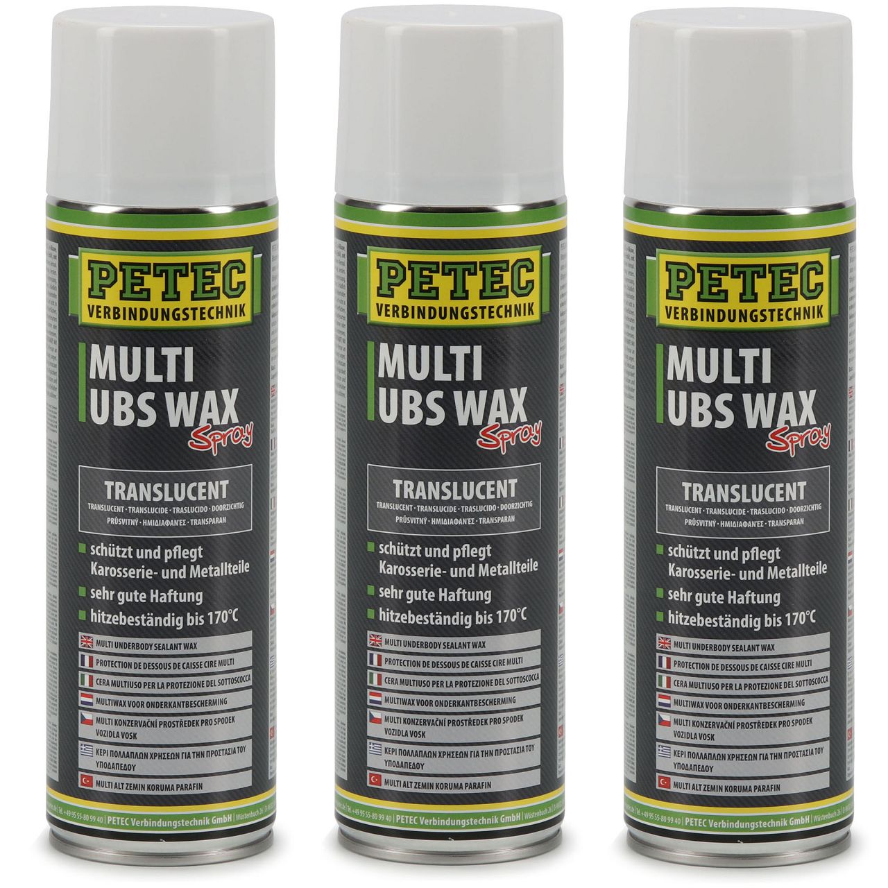 PETEC 73450 MULTI UBS WAX Spray Unterbodenschutz Korrosionsschutz 3x 500ml