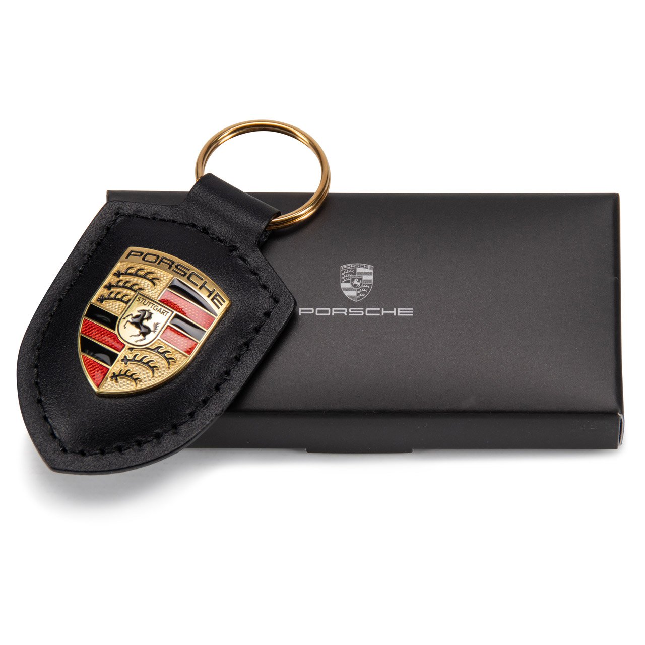 ORIGINAL Porsche Schlüsselanhänger SCHWARZ Leder mit Wappen WAP0500900E