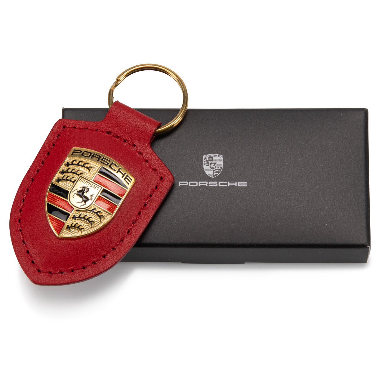 ORIGINAL Porsche Schlüsselanhänger ROT Leder mit Wappen WAP0500920E
