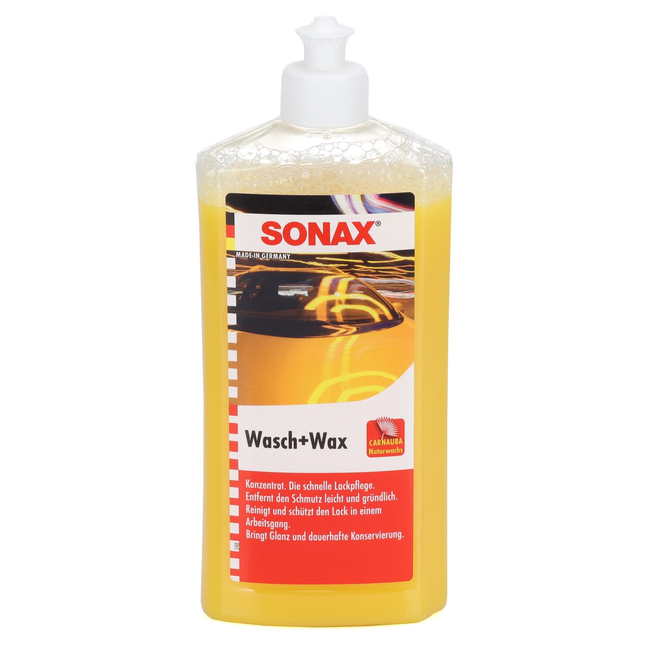 SONAX Autoshampoo Konzentrat Wasch&Wax + Multischwamm + Applikationsschwamm