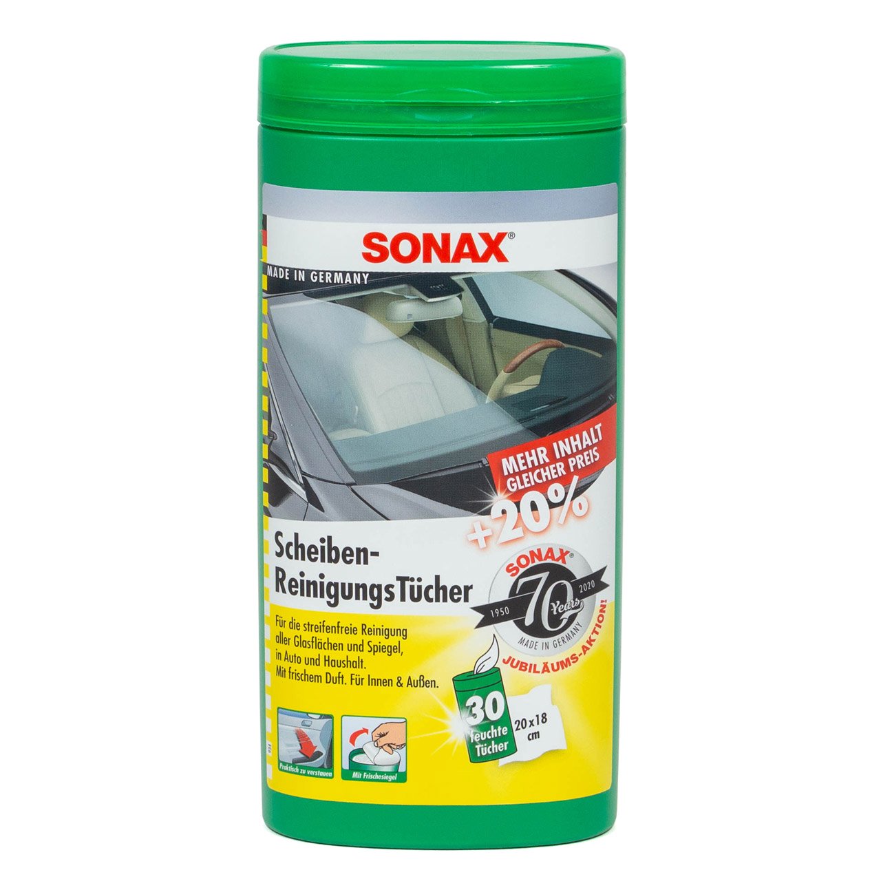SONAX Scheibenreinigungstücher Box 412000 Reinigungstücher Autopflege 25 Stk