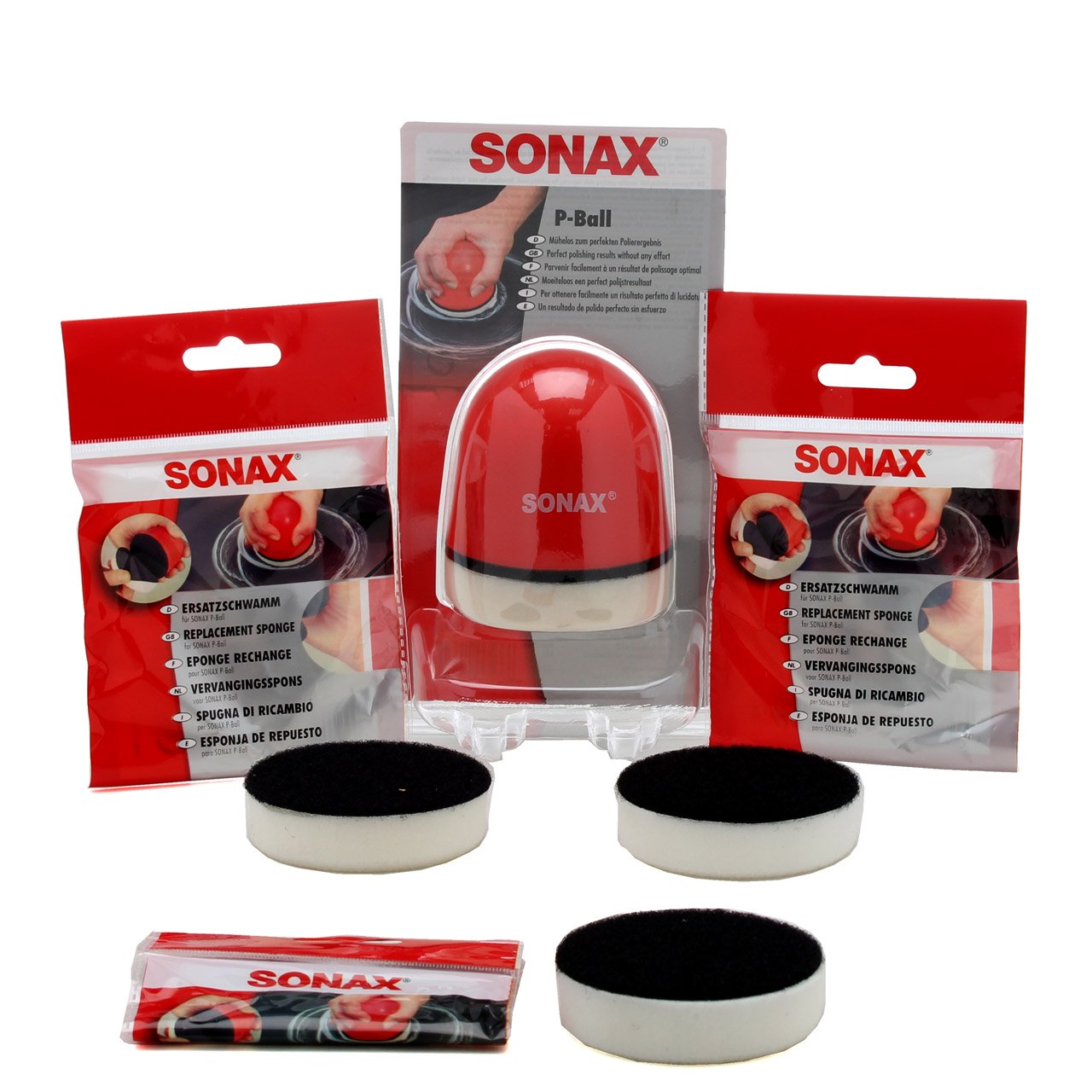 SONAX P-BALL Polierball Polierschwamm Polier Ball Politur + 3x Ersatzschwamm