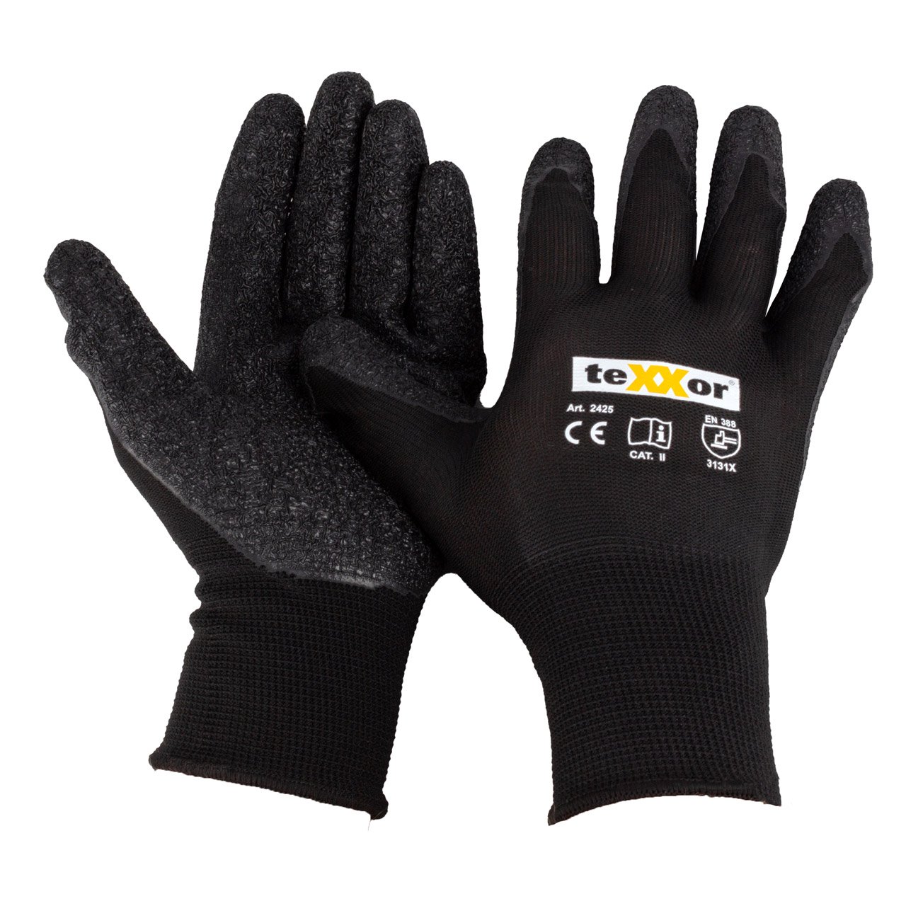 12 Paar TEXXOR Handschuhe Arbeitshandschuhe Strickhandschuhe Schwarz Größe 10 XL