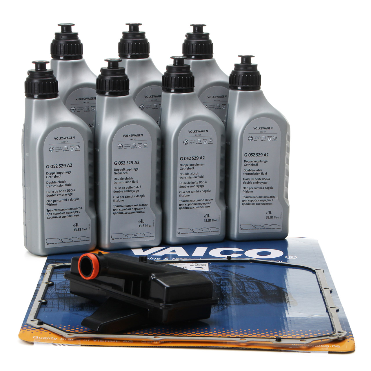 VAICO Hydraulikfilter 7-Gang S-Tronic DL501 + 7L ORIGINAL Getriebeöl G052529A2