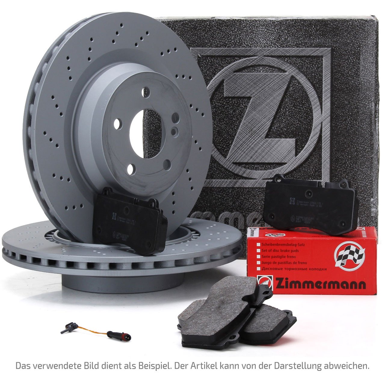 ZIMMERMANN Bremsscheiben + Beläge + Sensor MERCEDES W204 S204 C204 C63 AMG hinten