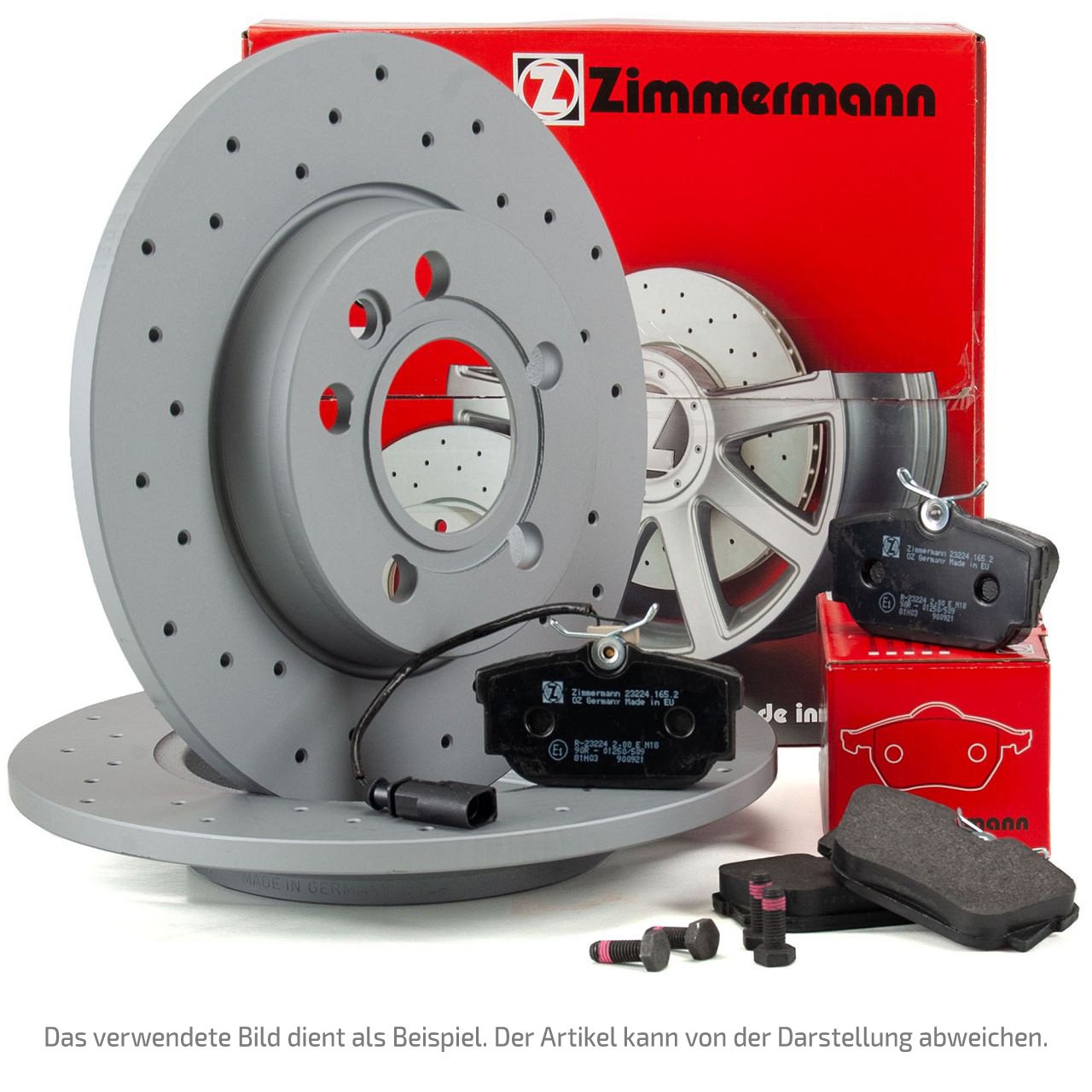 Zimmermann SPORT Bremsscheiben + Bremsbeläge + Sensor MINI F55 F56 F57 ab 10.2014 hinten