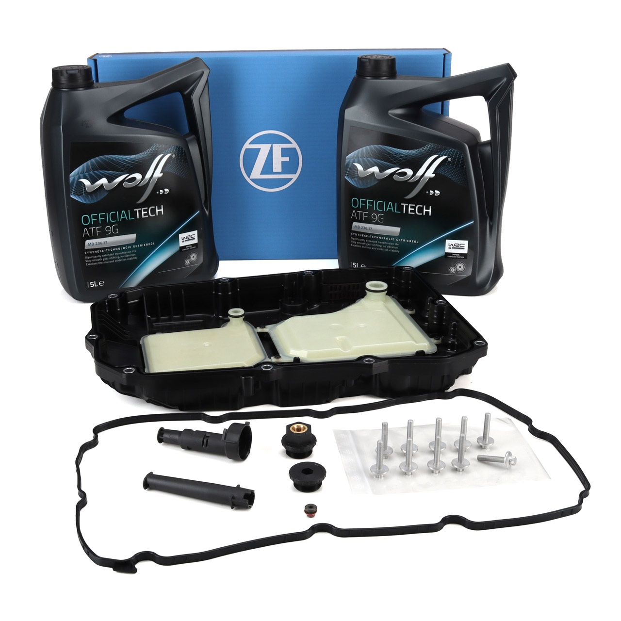 ZF Getriebe&ouml;lwanne + 10L WOLF OFFICIALTECH ATF 9G Getriebe&ouml;l f&uuml;r MERCEDES 9G-TRONIC 725