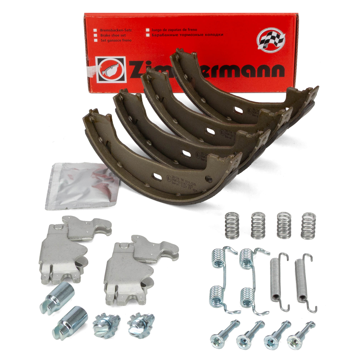 ZIMMERMANN Bremsbacken + Federn + Nachsteller Satz f&uuml;r BMW E81-88 F20-23 E46 E90-93 F30/31
