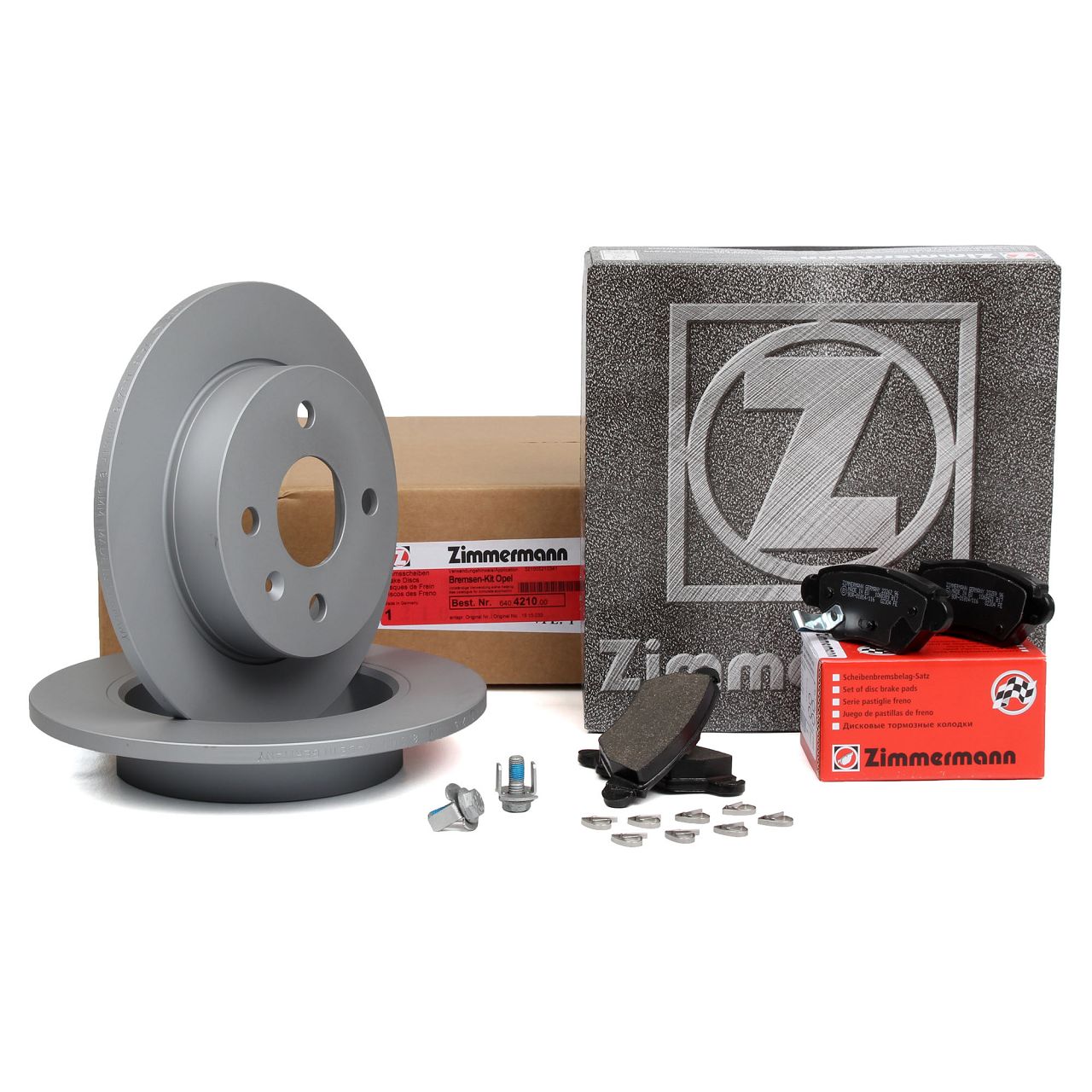 ZIMMERMANN Brake Discs + Brake Pads for OPEL Astra (4-hole rear)