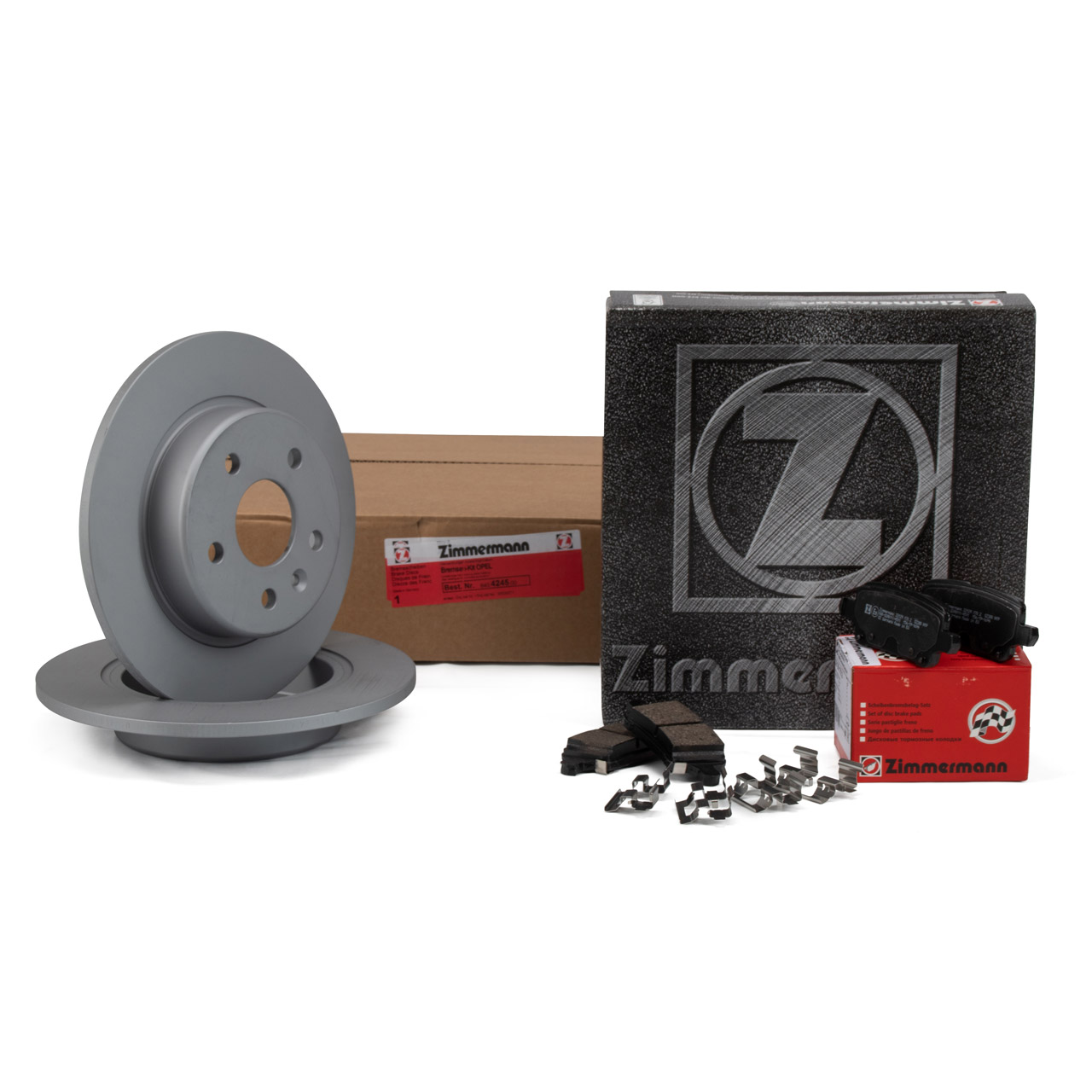 ZIMMERMANN Bremsscheiben + Bremsbel&auml;ge f&uuml;r OPEL Astra K RPO J67/J79 hinten