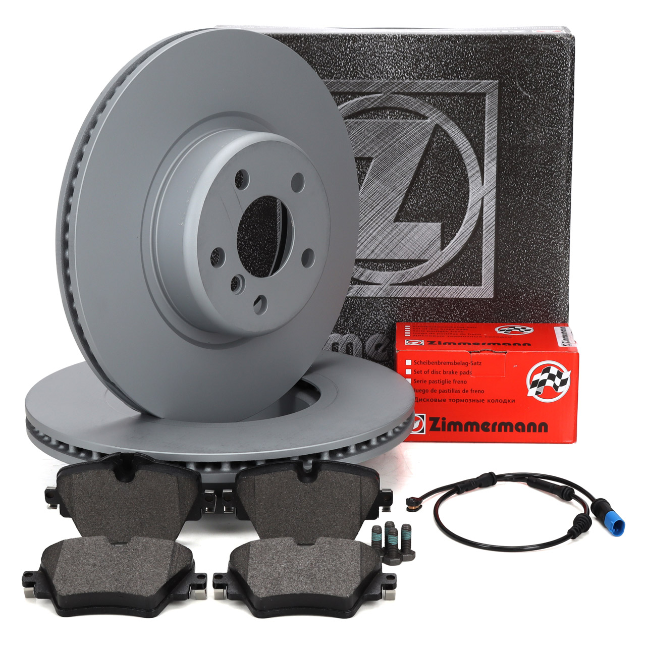 ZIMMERMANN Brake Discs + Brake Pads + Sensor for BMW X3 G01 and X4 G02 (non-M models) &ndash; Front