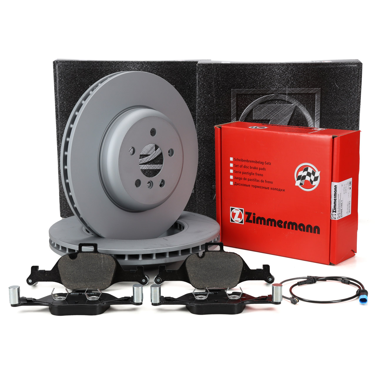 ZIMMERMANN Bremsscheiben + Bel&auml;ge + Sensor f&uuml;r BMW X3 G01 X4 G02 ohne M-Sportbremse vorne