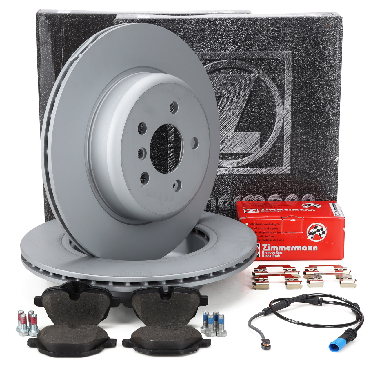 ZIMMERMANN Brake Discs + Brake Pads + Sensor for BMW X3 G01 and X4 (non-M models) &ndash; Rear
