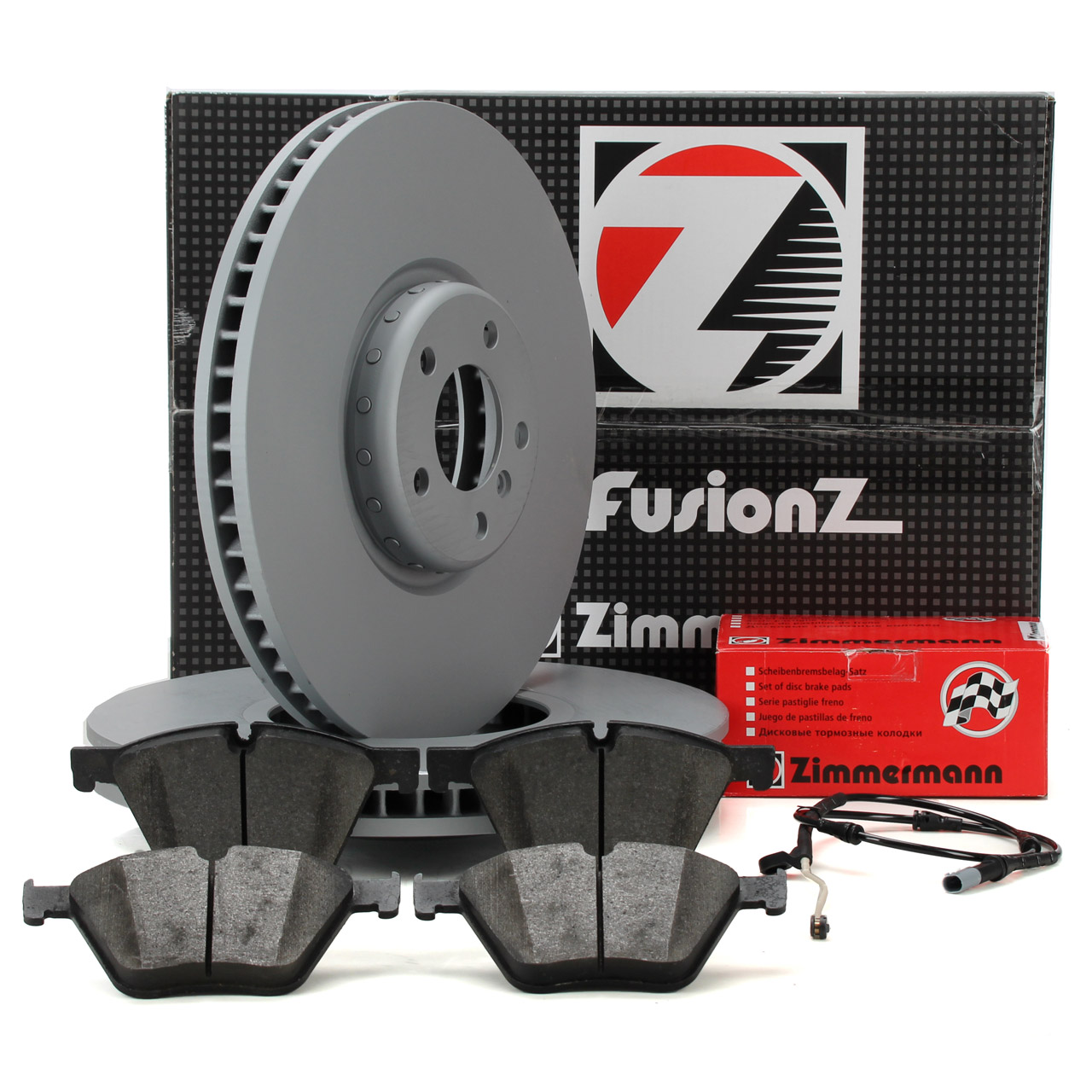 Zimmermann FORMULA F Brake Discs and Pads (Wako) for BMW X5 E70, F15, X6 E71/72 50i, M50d (Front)