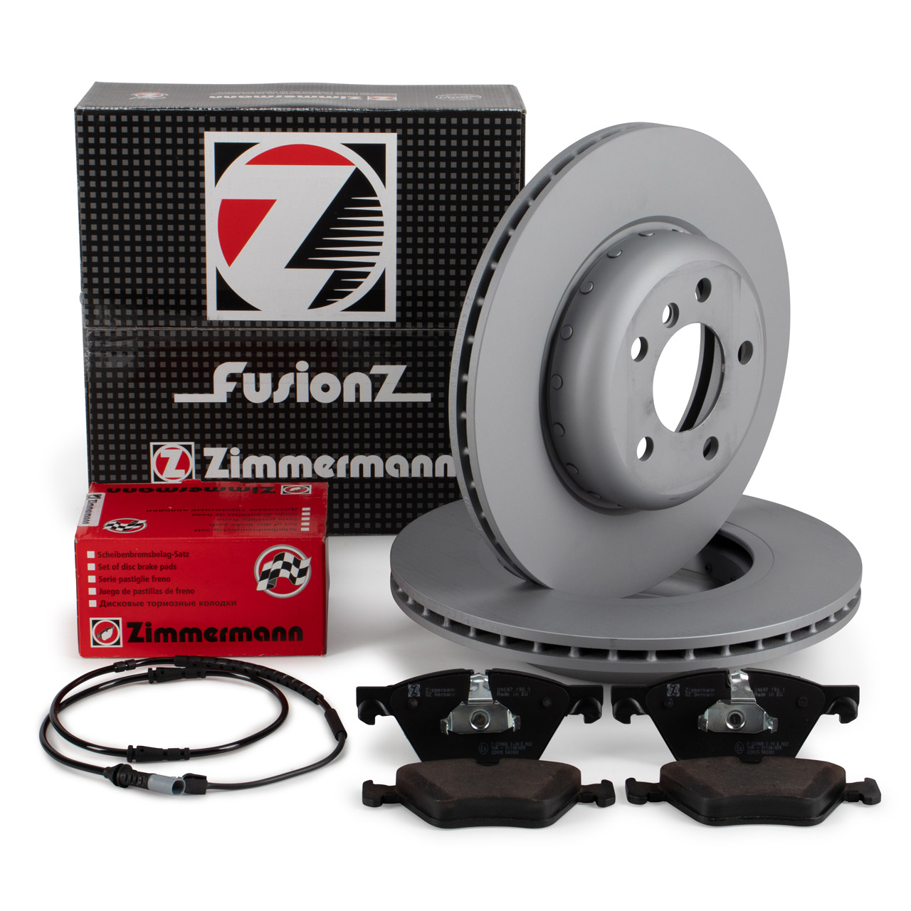 Zimmermann FORMULA F brake discs + Pads for BMW 5 Series F10 F11 520/523i 518/520d (Front)