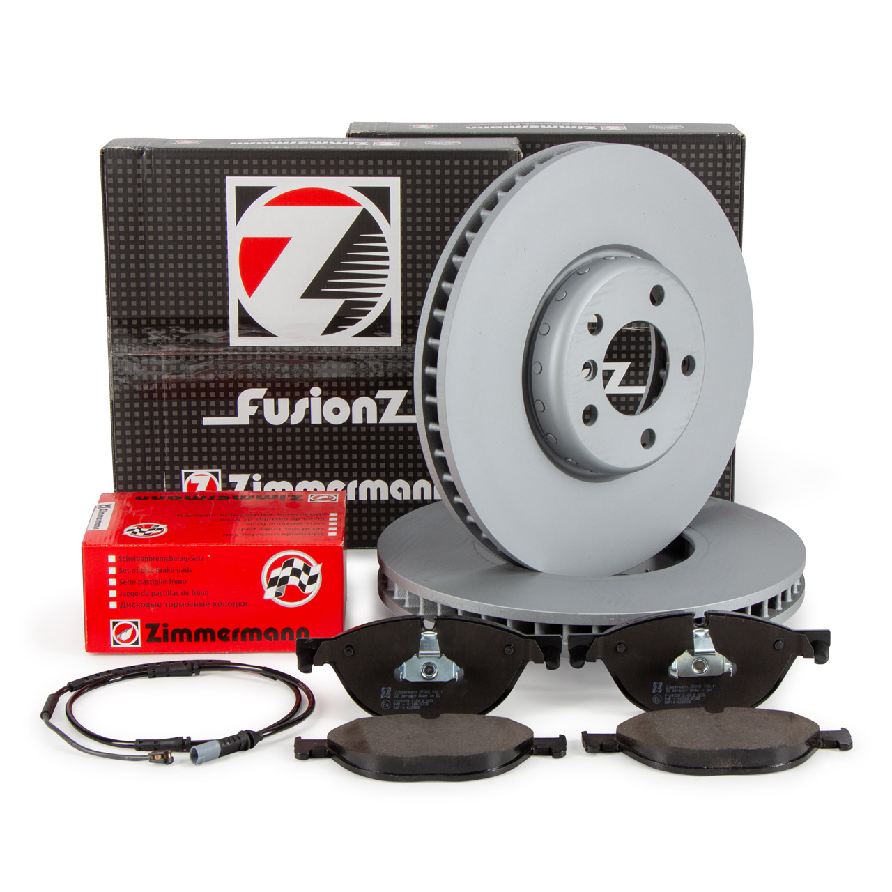 Zimmermann FORMULA F brake discs + Pads for BMW F10, F11, F07, F12, F13, F06, F01&ndash;04 (Front)