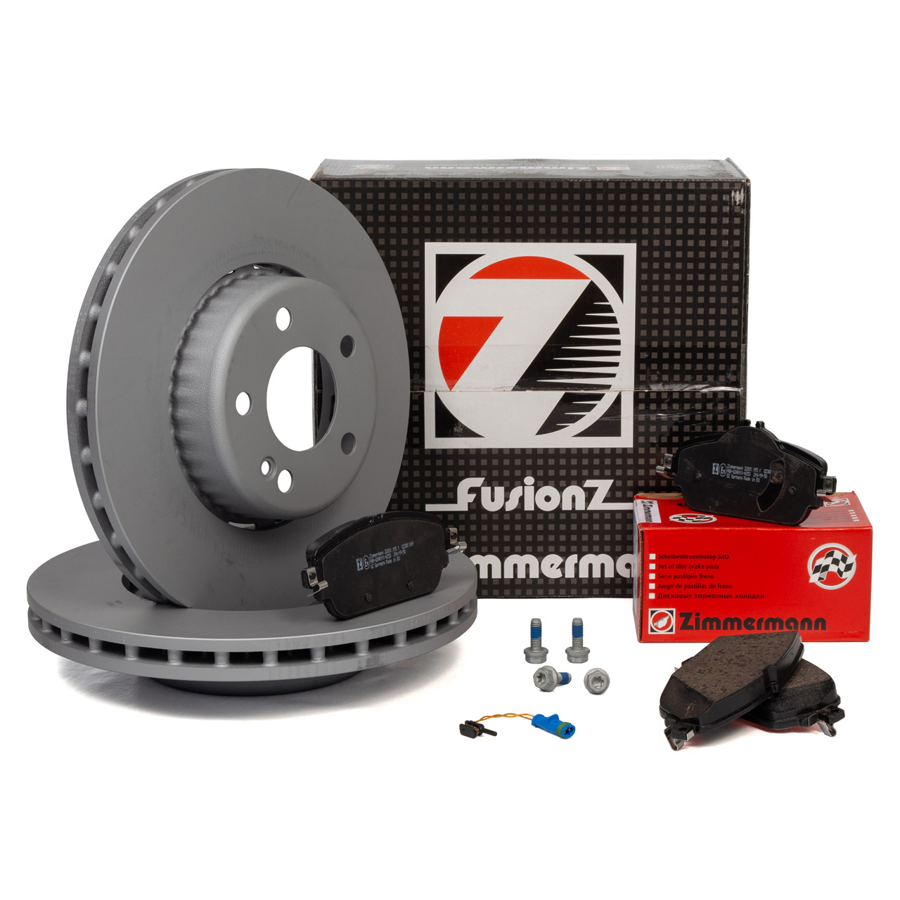 Zimmermann FORMULA S brake discs + Pads + Wako for MERCEDES W205 S205 W213 S213 (Front)