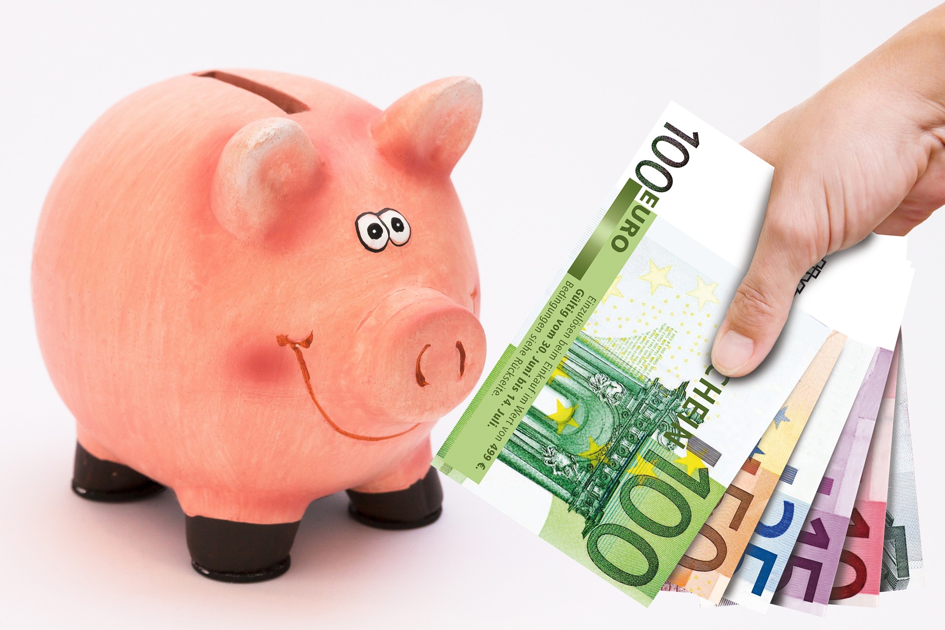 Piggy bank and banknotes symbolize saving money during inspections