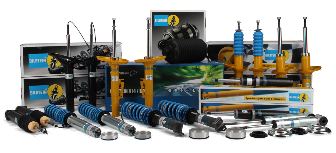 Assortment of Bilstein shock absorbers with packaging