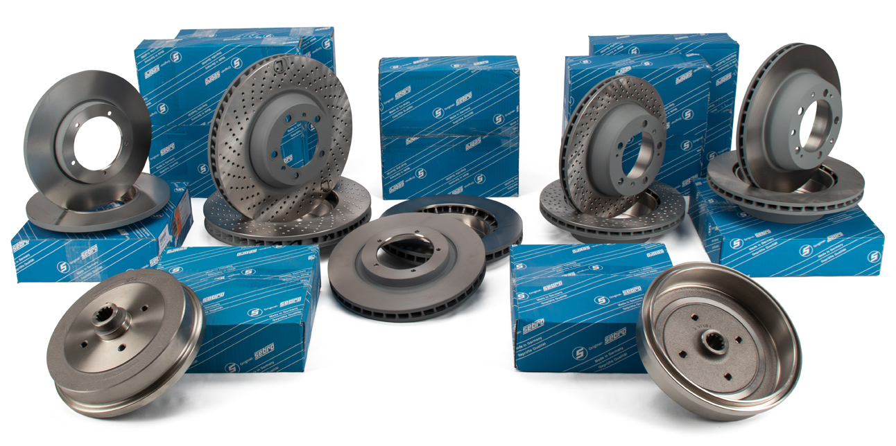 Assortment of Sebro brake discs with packaging