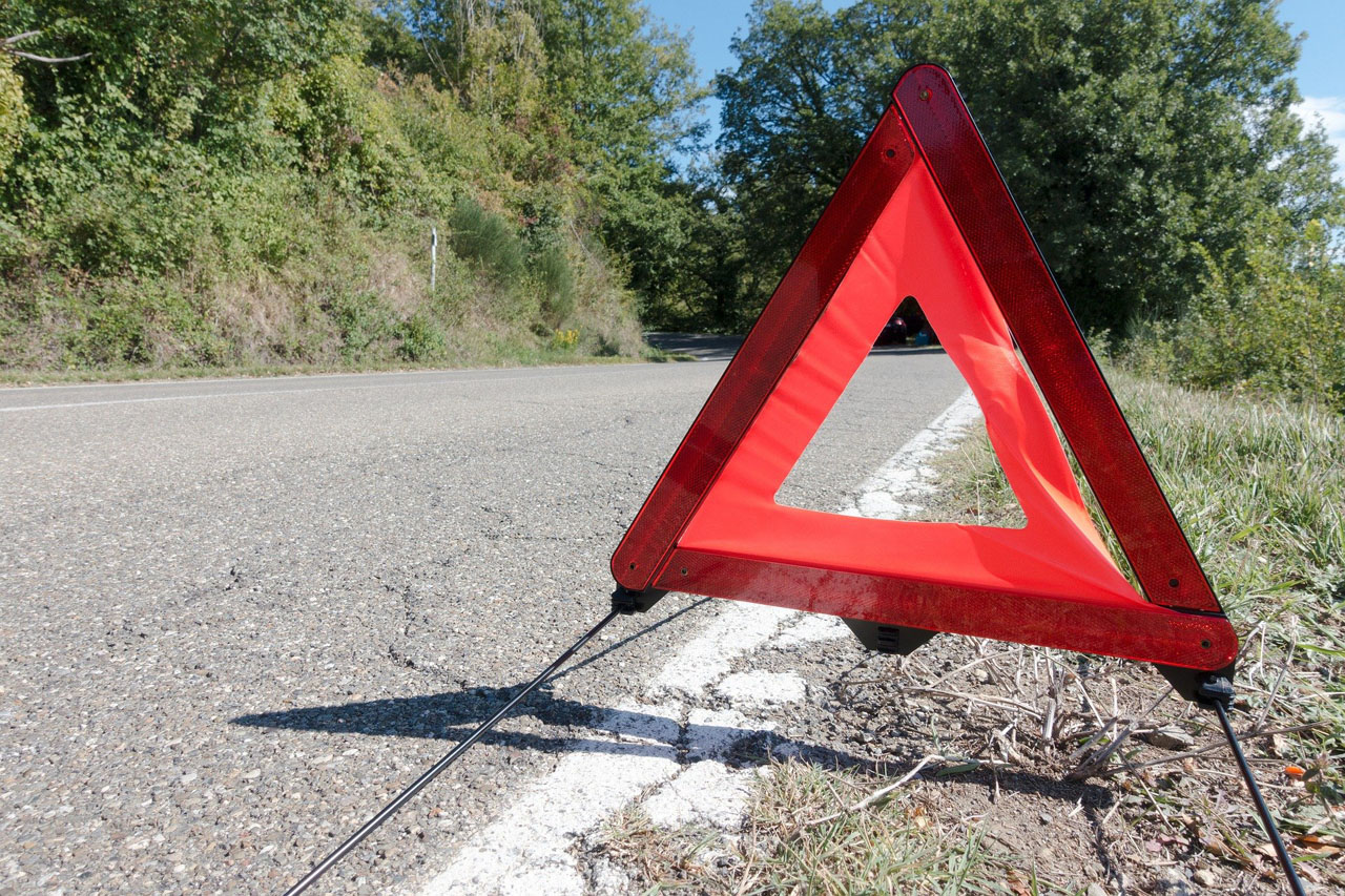 set up warning triangle in case of damage caused by wild