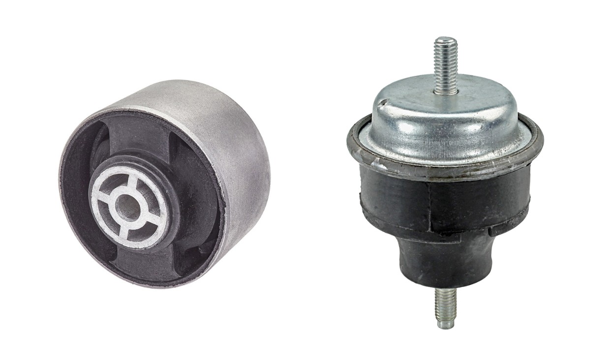Motorlager für das Auto kaufen - Abbildung eines Gummimetalllagers und eines Hydrolagers