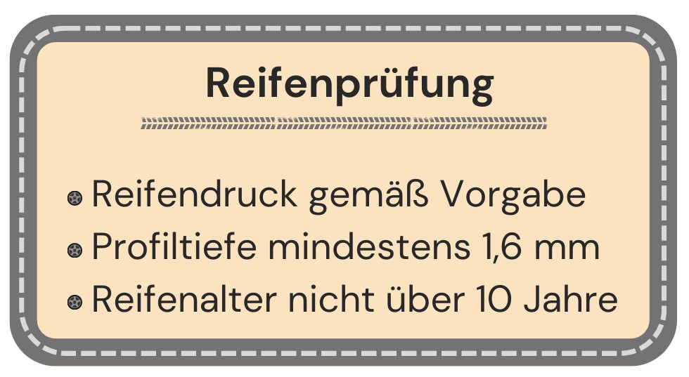 Zusammenfassung der Punkte bei der Reifenüberprüfung
